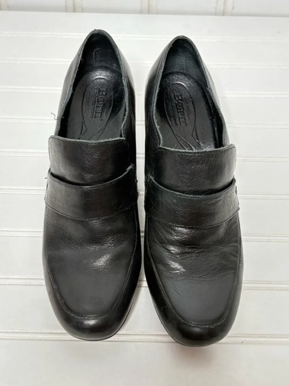 Born Women's Tyndall Pump Bootie Size 9.5 Block Heel Slip On Black Leather - Picture 2 of 9